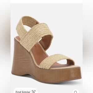 NEW Lucky Brand Delukah Ankle Strap Wedge Slingback Sandals, Size 9.5, MSRP $99